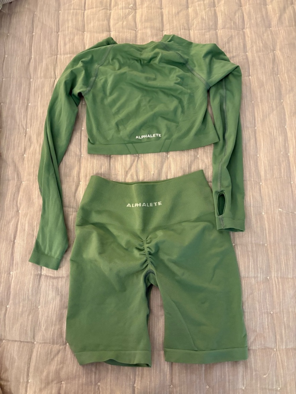 Alphalete Green High-Waist Scrunch Bike Shorts